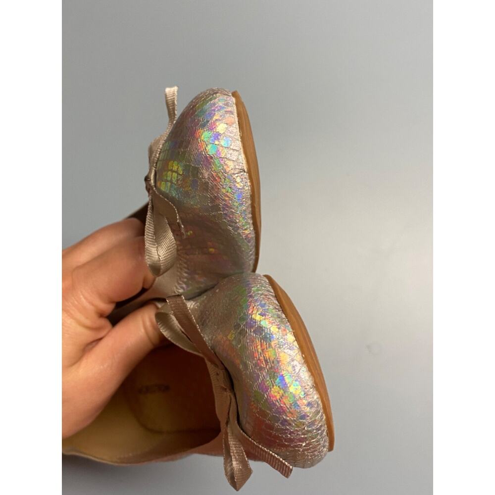 Girls Nordstrom Sz 3M Elise Ballet Flats w/Bow Rainbow Iridescent - Picture 9 of 14